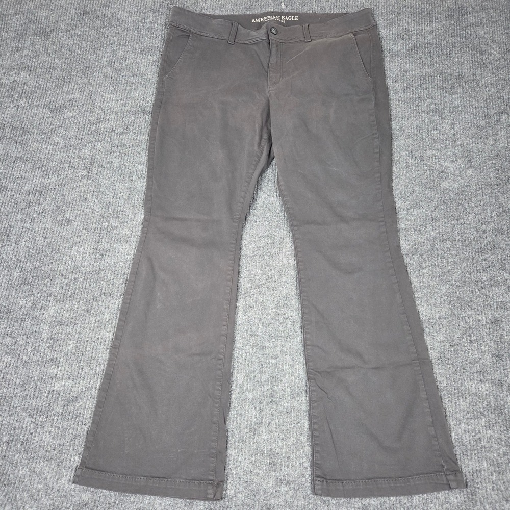 American Eagle Kick Boot Pants Womens 20 Long Gray Super Stretch X Chino